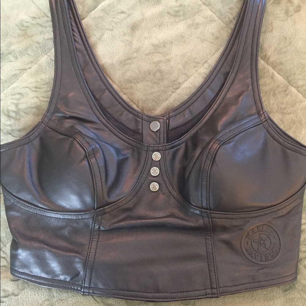 Harley-Davidson leather cropped bra top